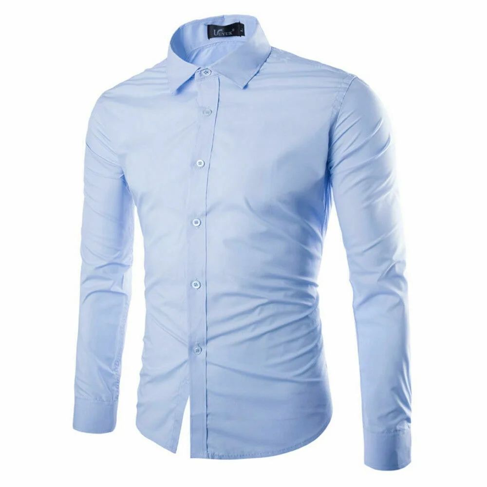 Men Long Sleeve Button Down Tops Slim Fit Casual Dress Formal Shirts | Walmart (US)