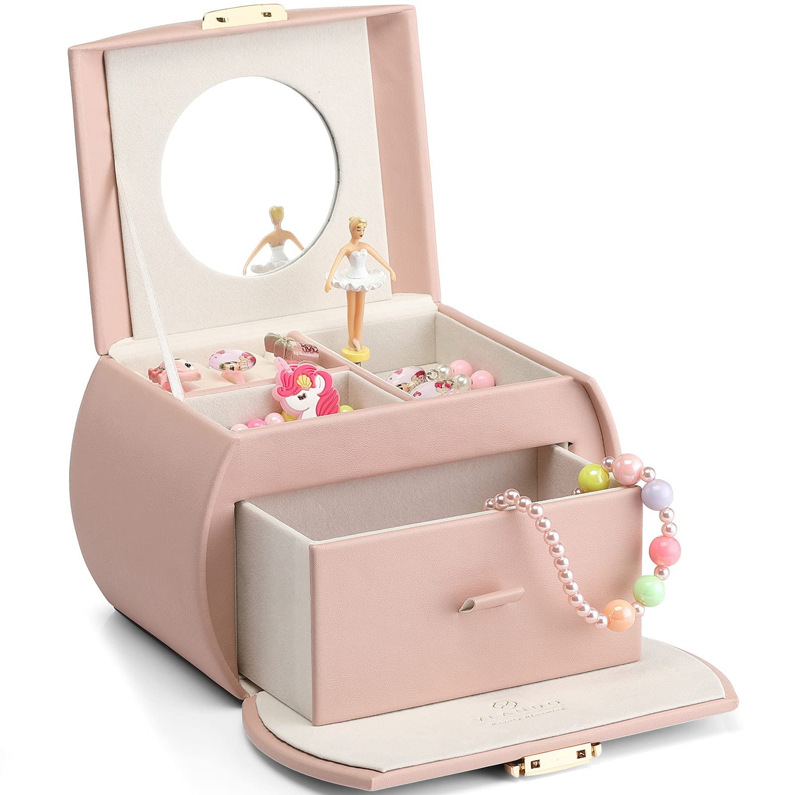 Vlando Kids Musical Jewelry Box for Girls with Drawer, Music Box with Ballerina and Stickers for ... | Amazon (US)