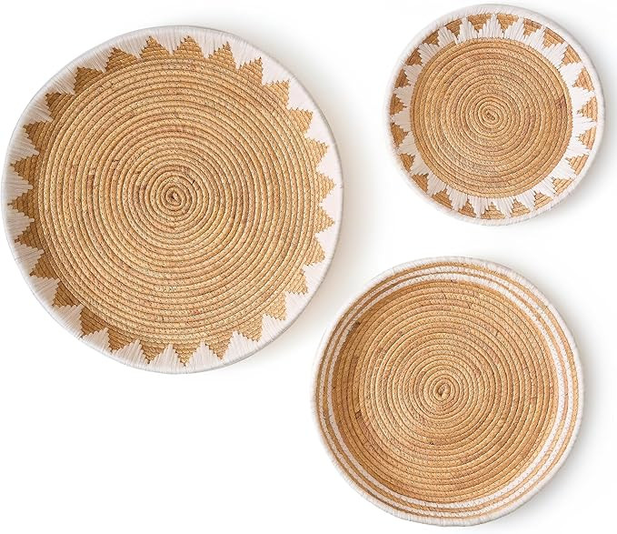 CHI AN HOME 22", 19", 15" Extra Large Hanging Woven Wall Baskets, Water Hyacinth Hanging Wicker B... | Amazon (US)