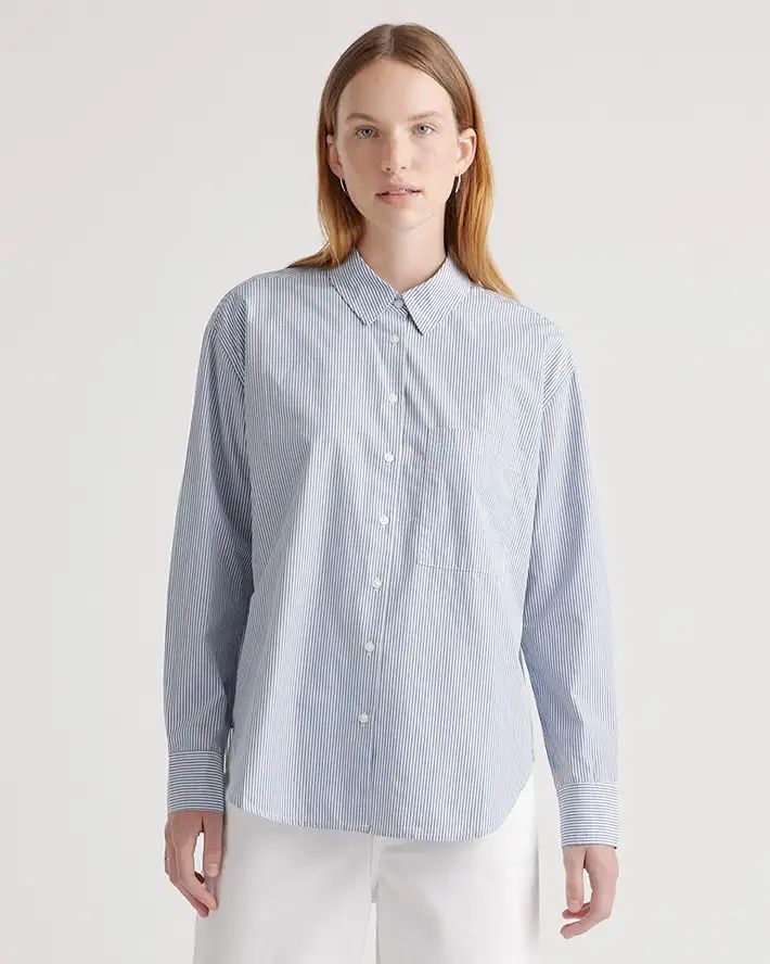 100% Organic Cotton Poplin Long Sleeve Boyfriend Shirt | Quince