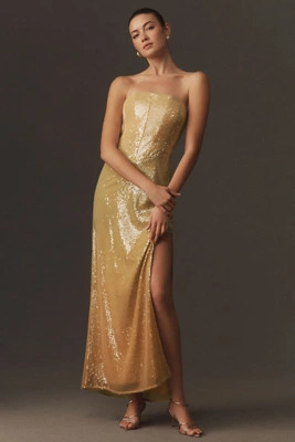 BHLDN Strapless Corset Sequin Maxi Dress | Anthropologie (US)