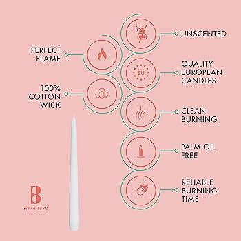 BOLSIUS White Taper Candles - 4 Pack Unscented 10 Inch Dinner Candle Set - 8 Hours Burn Time - Pr... | Amazon (US)