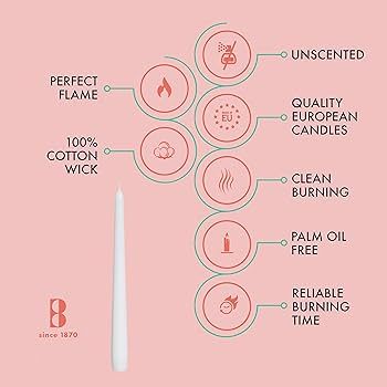 BOLSIUS White Taper Candles - 4 Pack Unscented 10 Inch Dinner Candle Set - 8 Hours Burn Time - Pr... | Amazon (US)