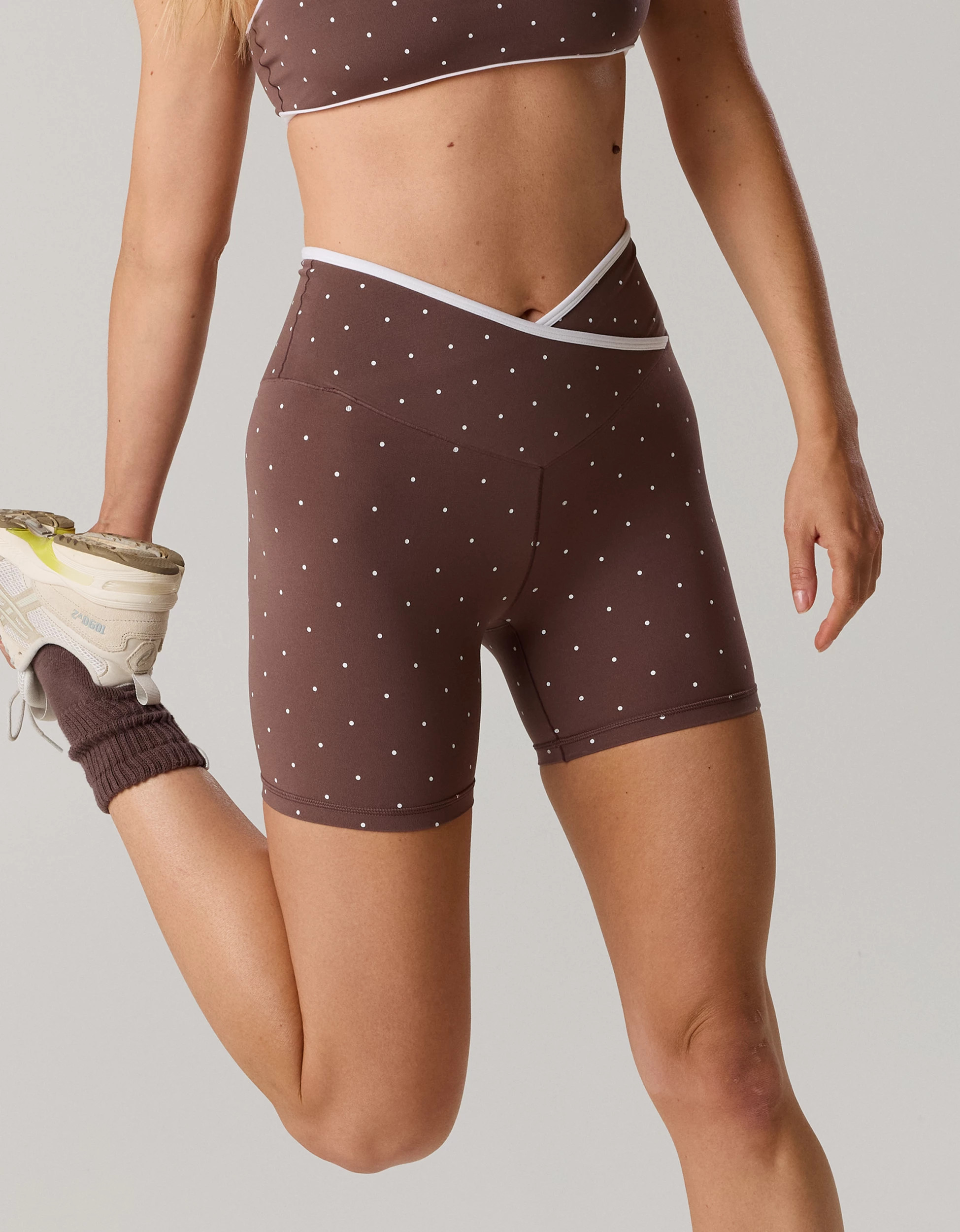 OFFLINE By Aerie Real Me Tipped Crossover High Waisted 5" Bike Short | American Eagle Outfitters (US & CA)