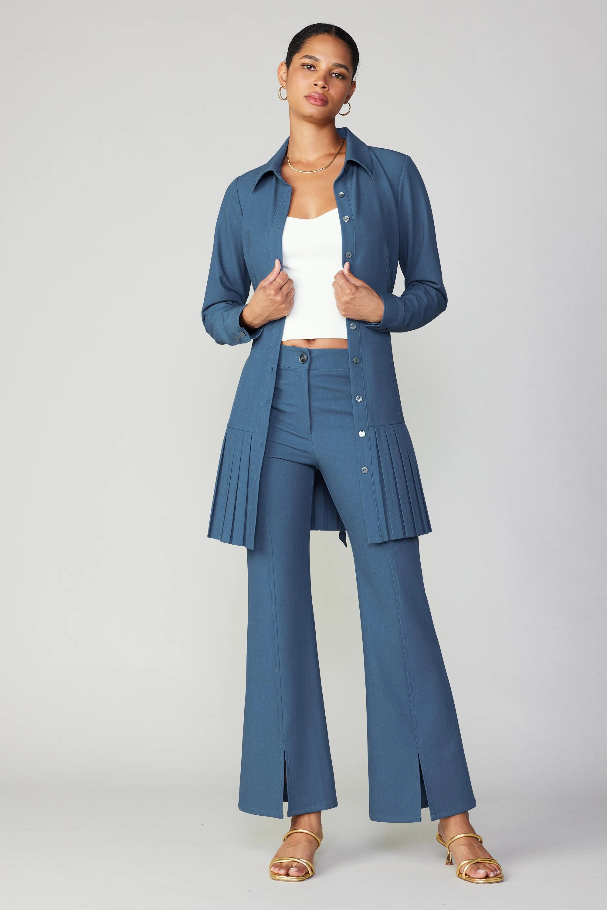 Pintucked Split Hem Pant | Current Air
