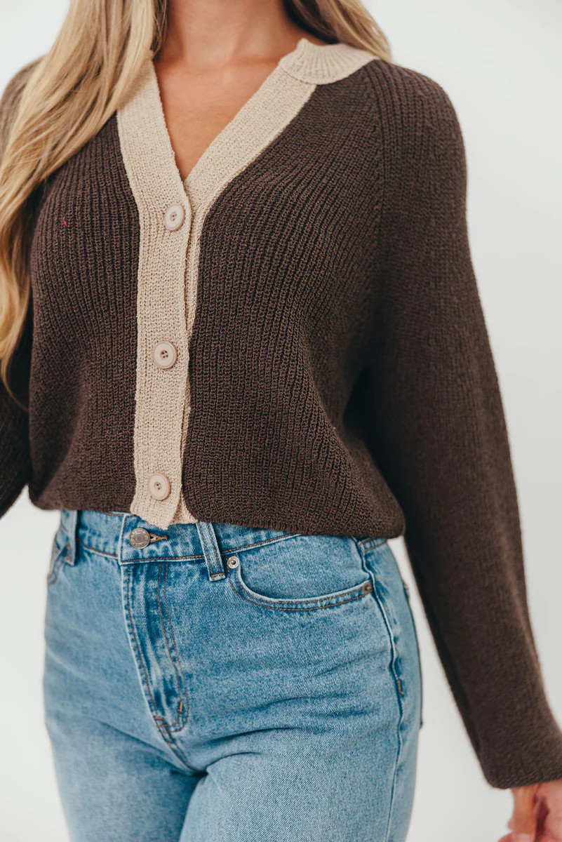 Holland Cardigan Top in Warm Charcoal | Worth Collective