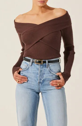 ASTR the Label Crossover Off The Shoulder Rib Sweater | Nordstrom | Nordstrom