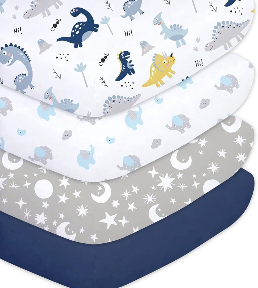 Crib Sheets for Baby Boys 4 Pack, 28"x 52" Extra Soft Microfiber Crib Sheet Set for Standard Crib... | Amazon (US)