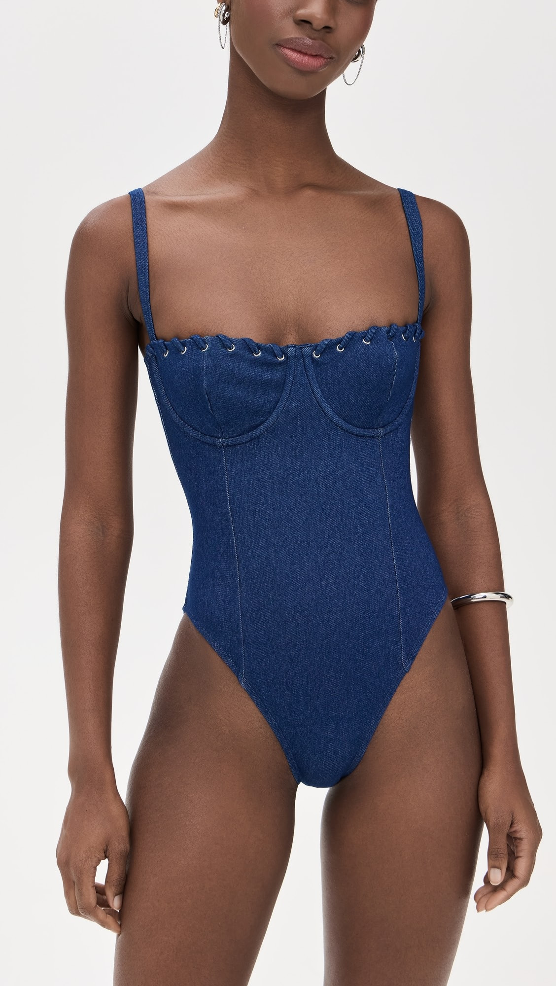 Good American Denim Square Neck Support One Piece | Shopbop | Shopbop