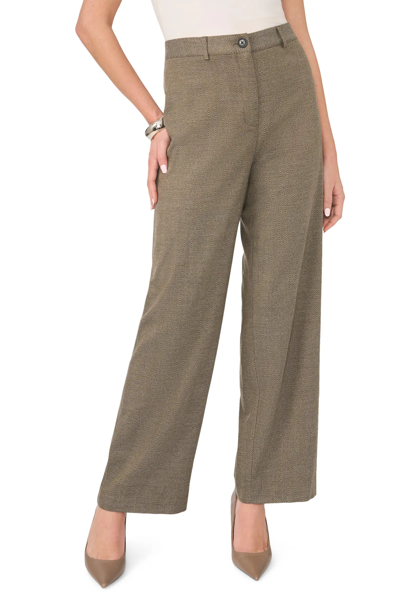 High Waist Herringbone Straight Leg Pants (Women) | Nordstrom | Nordstrom