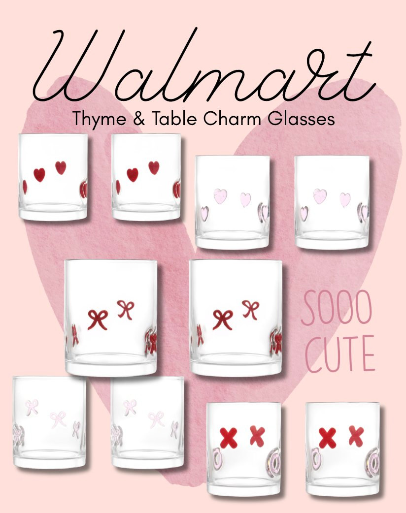 If these sell like the Christmas charm glasses did… they’re going to be impossible to find once we get closer to February 👀💘 
These Thyme & Table Valentine charm glasses are a set of 2 for under $19, and they’re just so dang cute. Perfect for cocktails, mocktails, sparkling water — whatever you’re sipping.
 🎀 Which one’s your favorite? 

 #LTKValentine #LTKfoodie #LTKHome