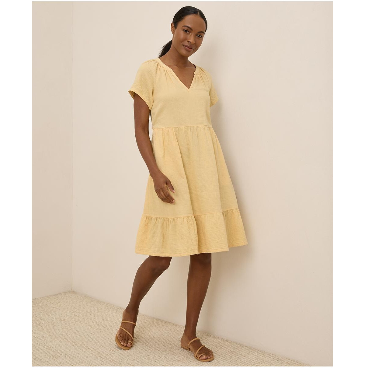 Pact Women's Organic Cotton Coastal Double Gauze Breezy Dress - Sungold | Macy's