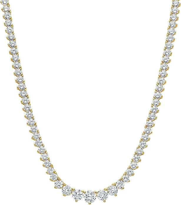 KISPER Graduated Tennis Necklace for Women – 14K Gold Plated 5A CZ Simulated Diamond Necklace ... | Amazon (US)