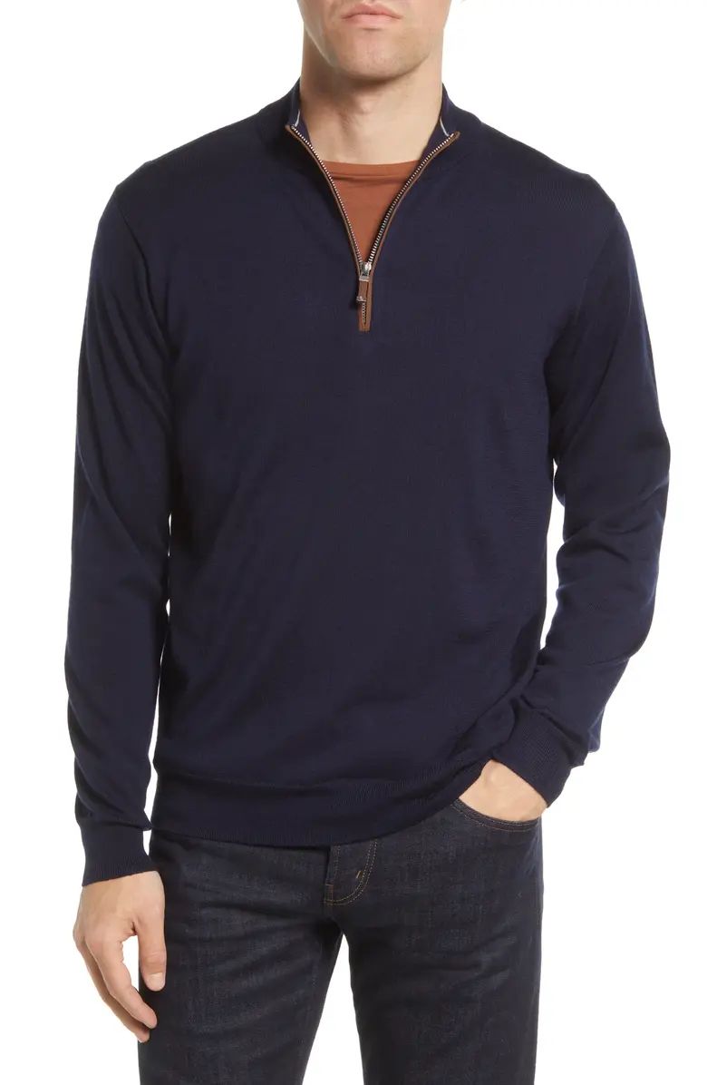 Peter Millar Autumn Crest Quarter Zip Wool & Lyocell Sweater | Nordstrom | Nordstrom