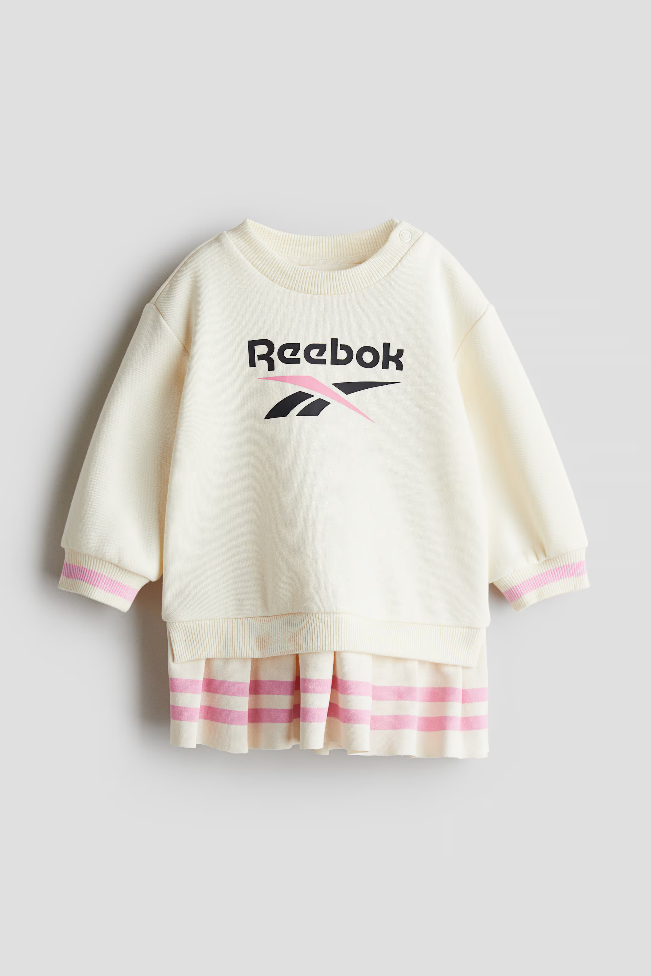 Print-Motif Sweatshirt Dress - Round Neck - Long sleeve - White/Reebok - Kids | H&M US | H&M (US + CA)