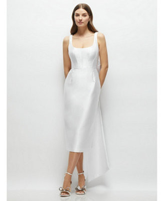 Scoop Neck Corset Satin Midi Dress with Floor-Length Bow Tails - Macy's | Macy's