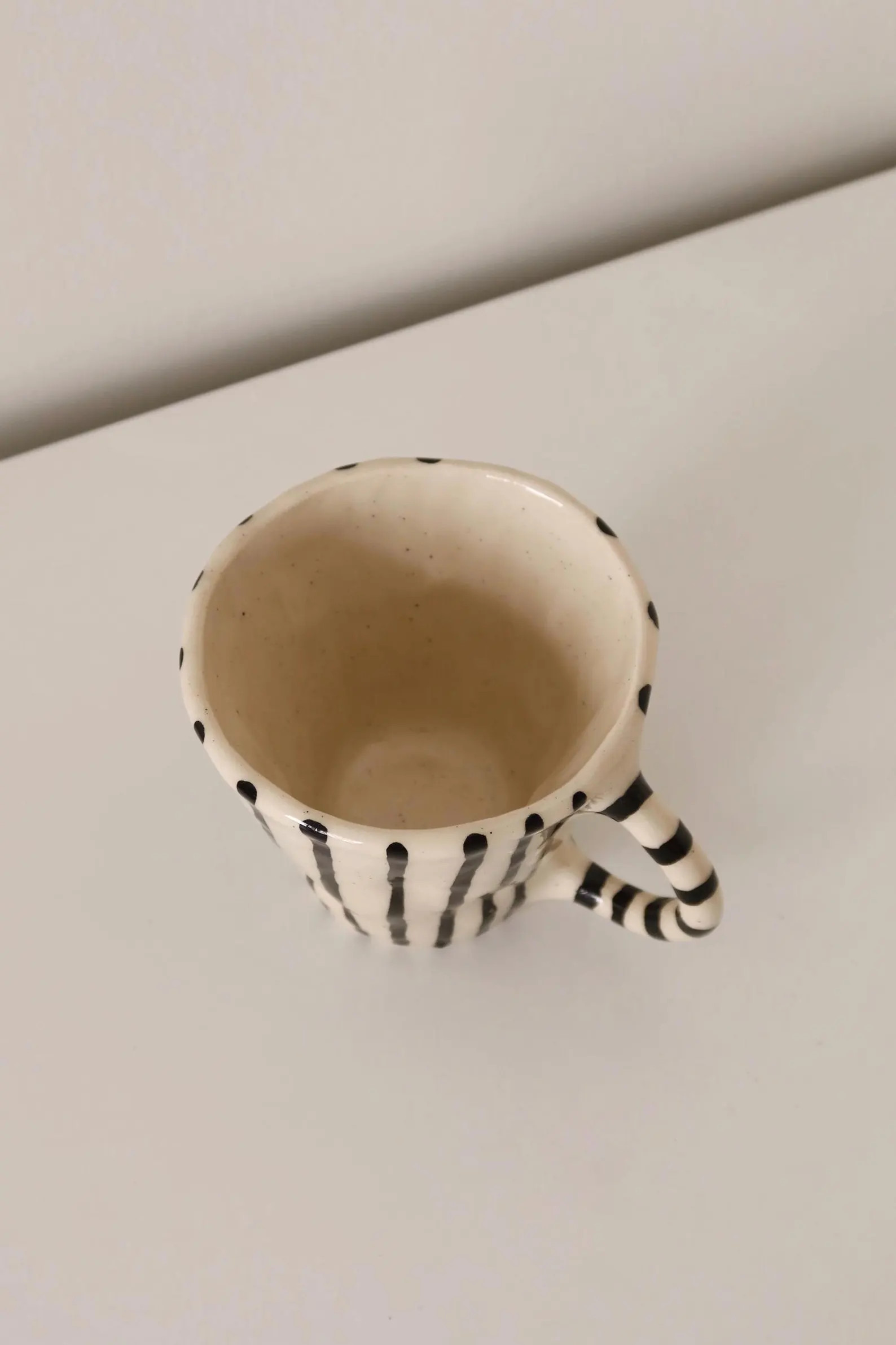 Striped Coffee & Tea Mug | Coquette Style Handmade Ceramic Mug | Cute Minimalist Home Decor - Ets... | Etsy (US)