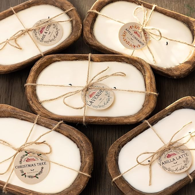Red Barn Candle Company Wood Dough Bowl Candles | 100% Natural Soy Wax & Essential Oil Infused | ... | Amazon (US)