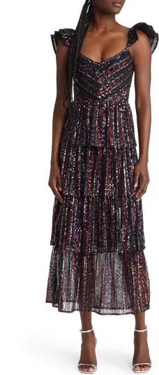 Quintana Ruffle Sequin Tiered Cocktail Dress | Nordstrom