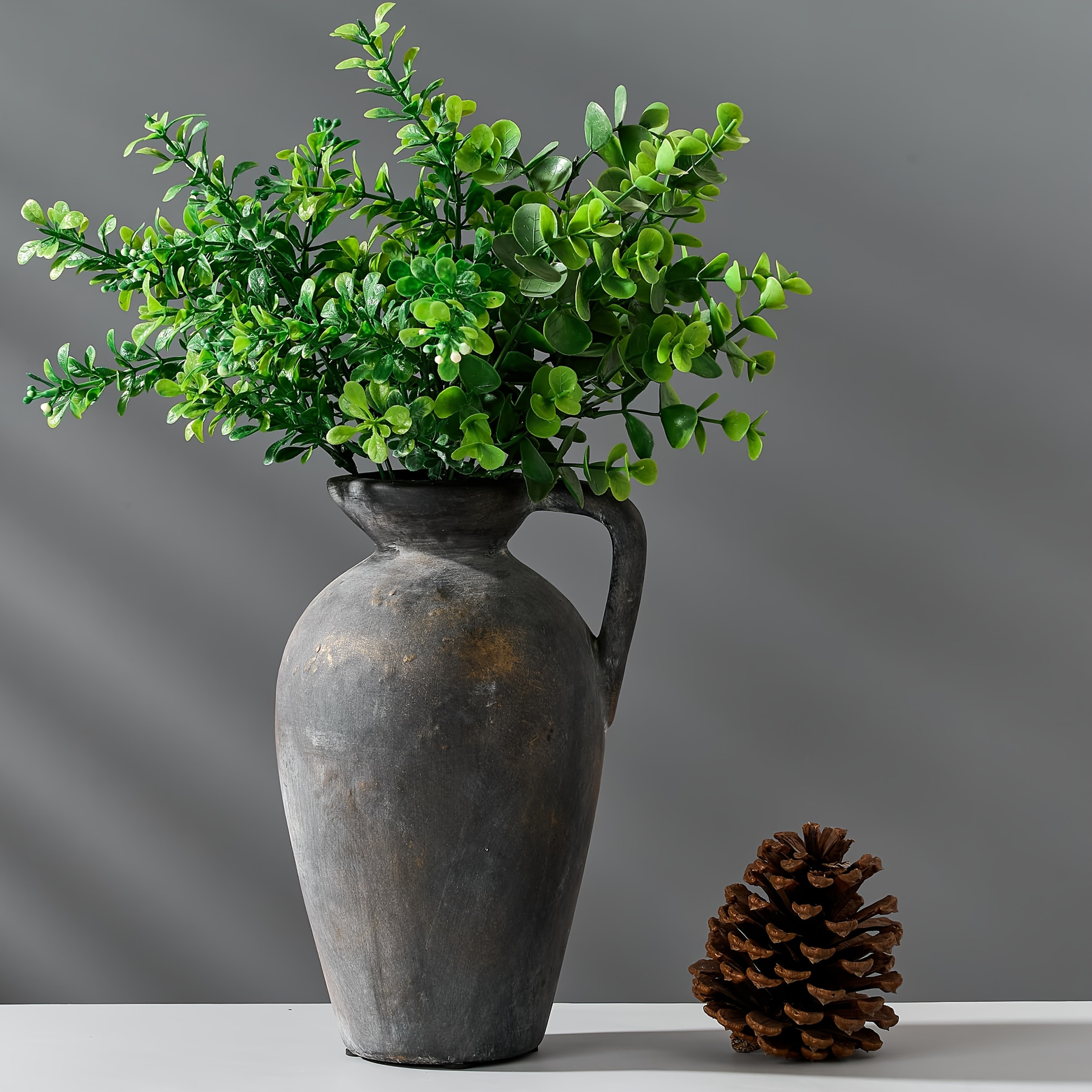 TEMU Rustic Ceramic Vase, Tall Large Terracotta Vase With Handle, Vintage Vase For Home Decor, Living Room, Entryway, Wedding, Black Bronze Color | Temu Affiliate Program