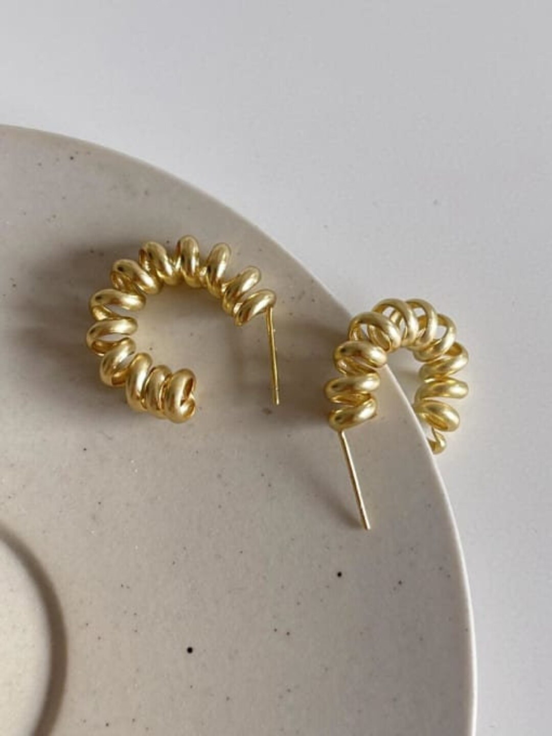 COIL EARRINGS Woven Spiral Hoop Earrings Minimalist Modern 18k Gold 925 Sterling Silver Hoops Wom... | Etsy (US)