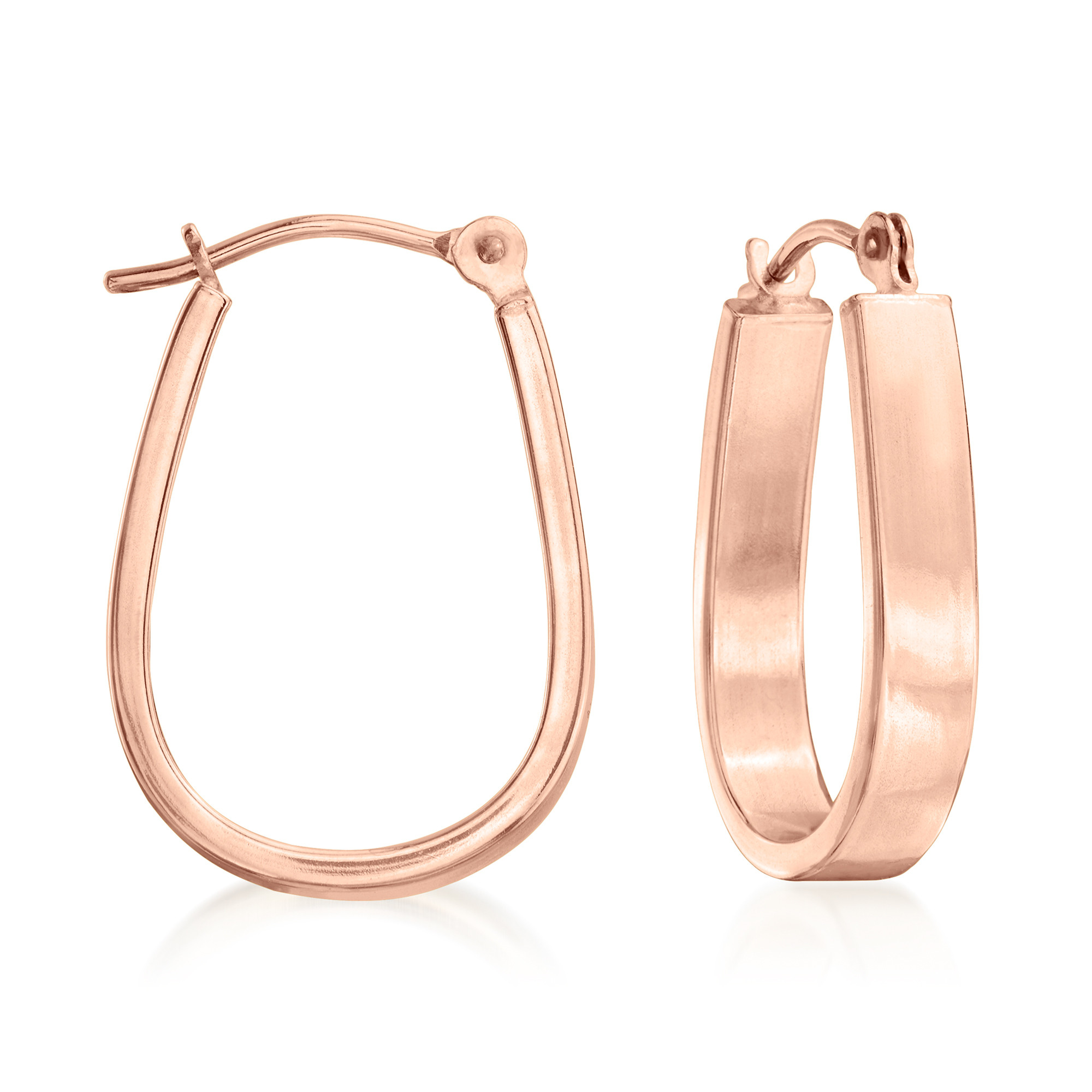 14kt Rose Gold Wide Oval Hoop Earrings. 3/4" | Ross-Simons