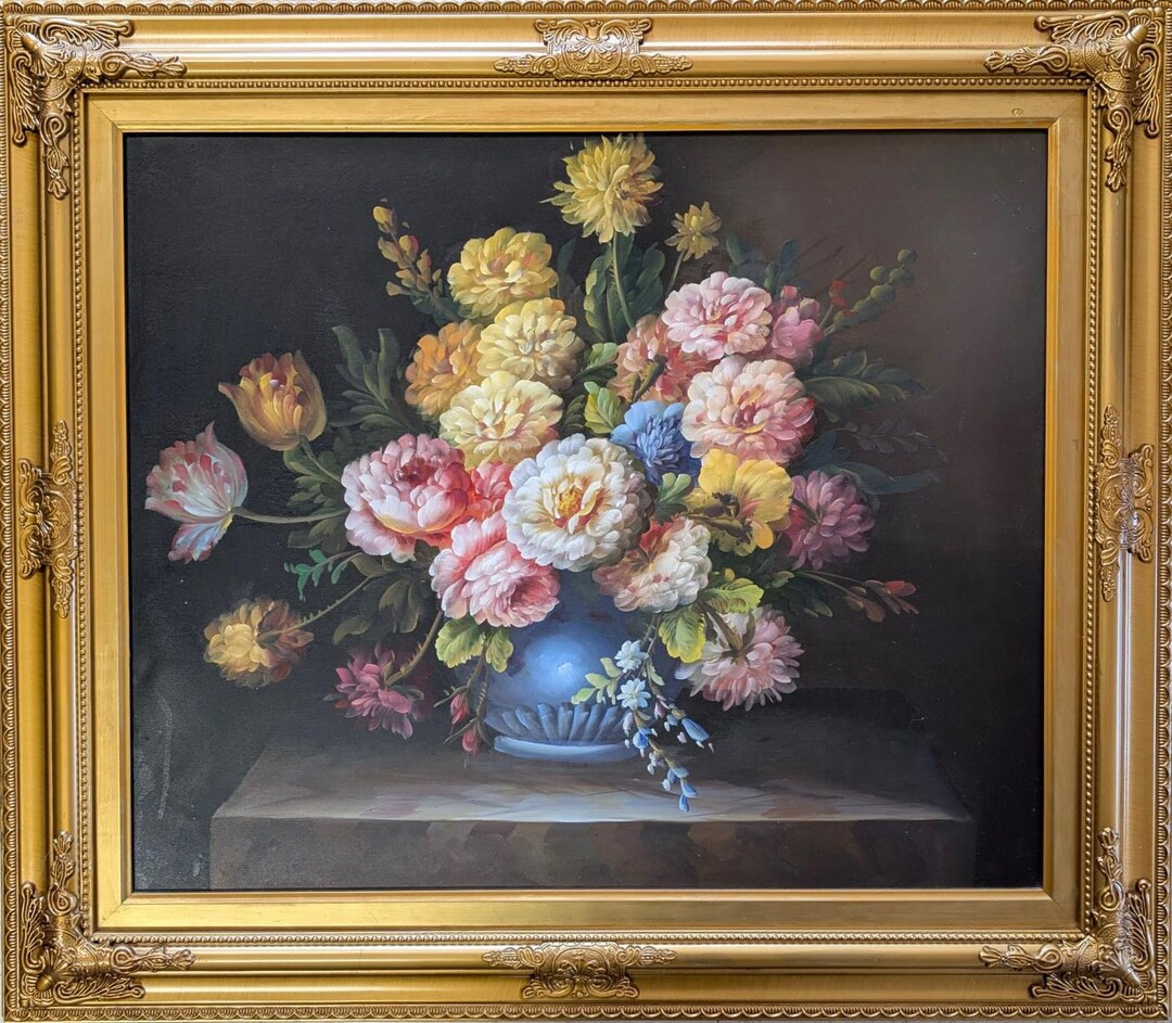 Gorgeous Oil on Canvas Floral, Gold Gilt Frame, 22″x26″, PA6751DE - Etsy | Etsy (US)