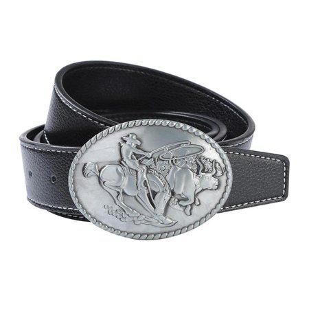 Western Leather Belt Strap Cowboy Arabesque Buckle Indian Rodeo | Walmart (US)