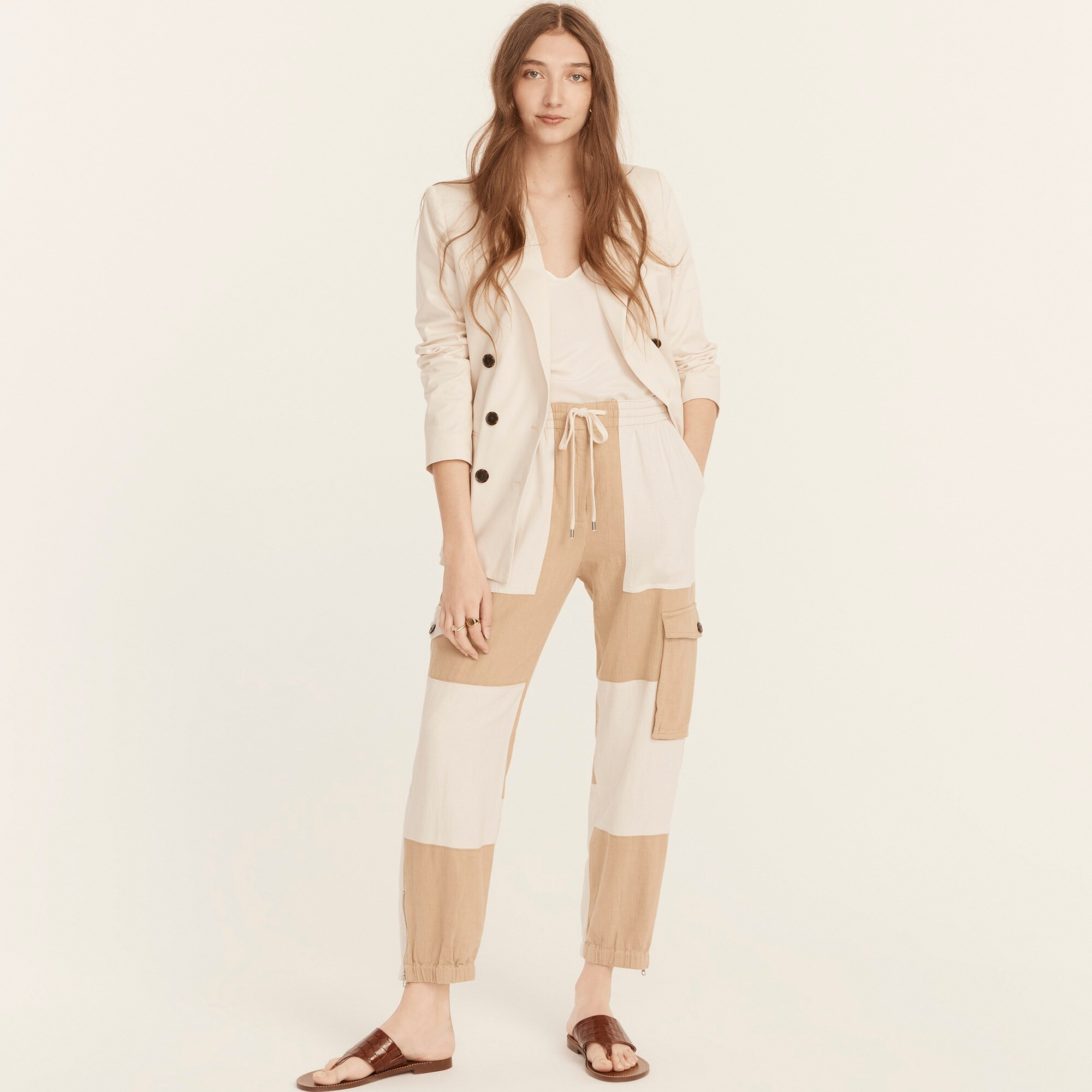 Tie-waist linen-blend cargo pant | J. Crew US