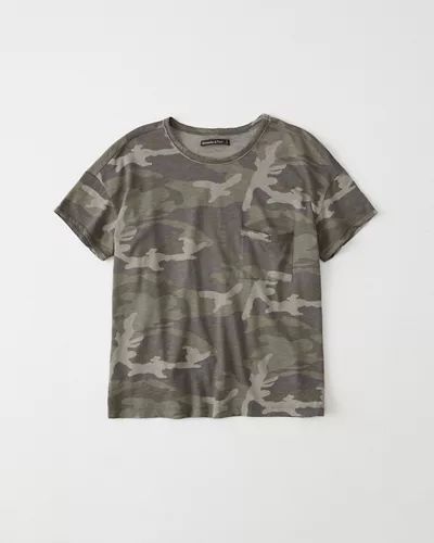 Womens Drop-Shoulder Camo Pocket Tee | Womens Summer Outfit Sale | Abercrombie.com | Abercrombie & Fitch US & UK