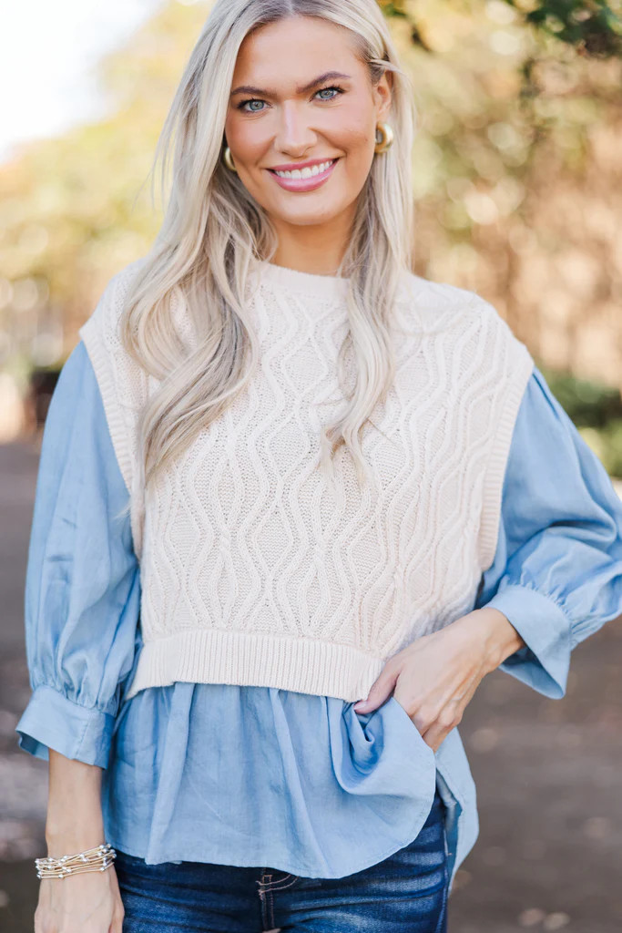 It All Goes By Ecru White Layered Blouse | The Mint Julep Boutique