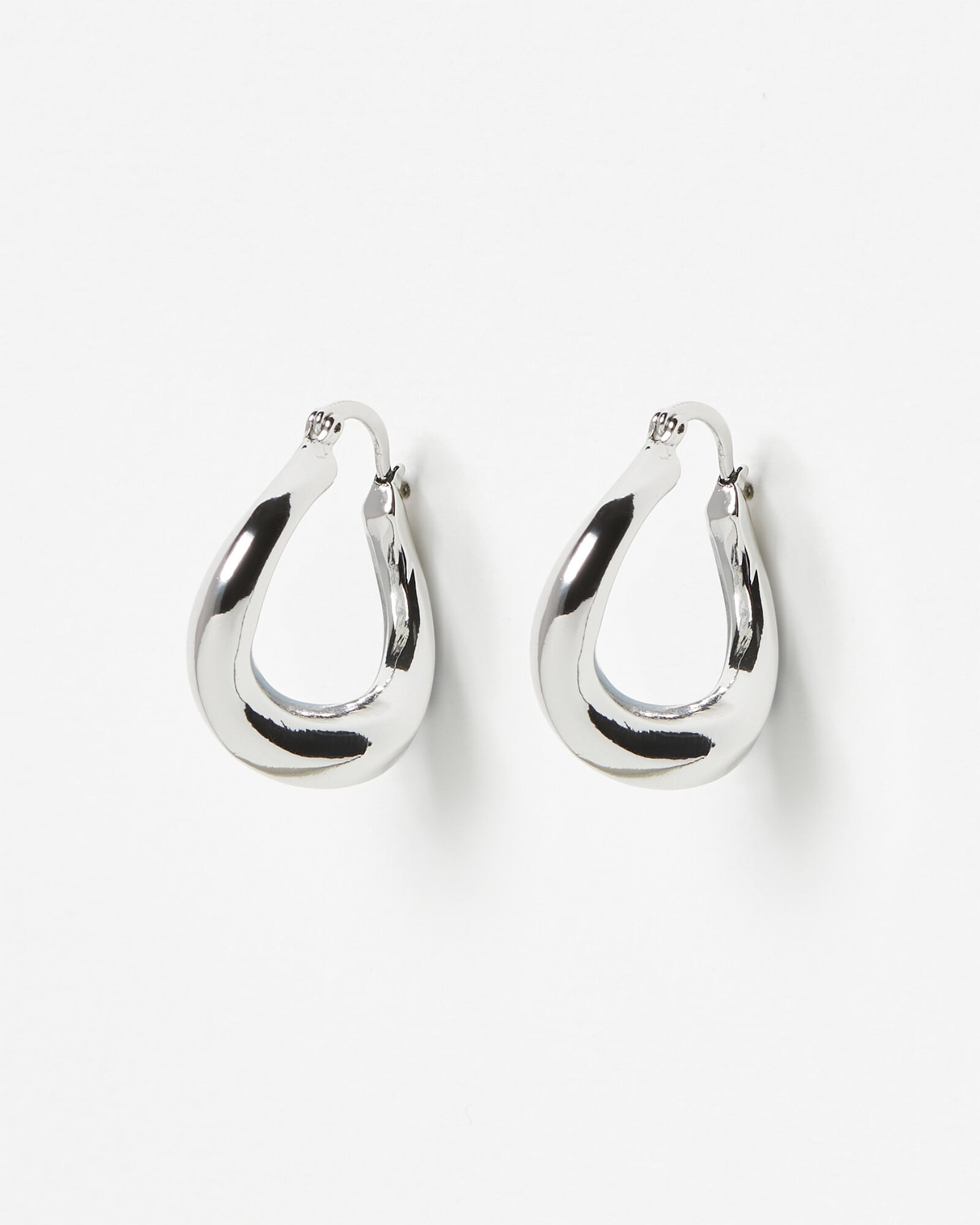 Helga Bold Shape Silver Tone Hoop Earrings | Oliver Bonas | Oliver Bonas (Global)