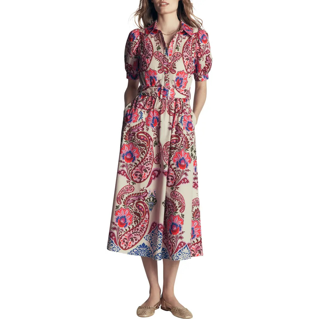 Boden Paisley Belted Midi Dress in Bohemia Dream at Nordstrom, Size 8 | Nordstrom