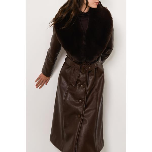 Leather Trench with Fur Trim | South Moon Under