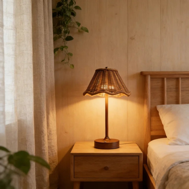 Gumesh Boho Rattan Table lamp- Rechargeable Touch Dimmable Bedside Lamp for Bedroom, Living Room ... | Walmart (US)