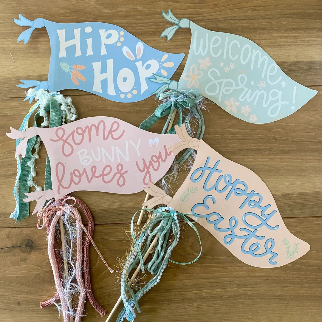 Easter Pennant Flag Printables, Easter Basket Stuffers, Easter Party Decor, Spring Party Favors, ... | Etsy (US)