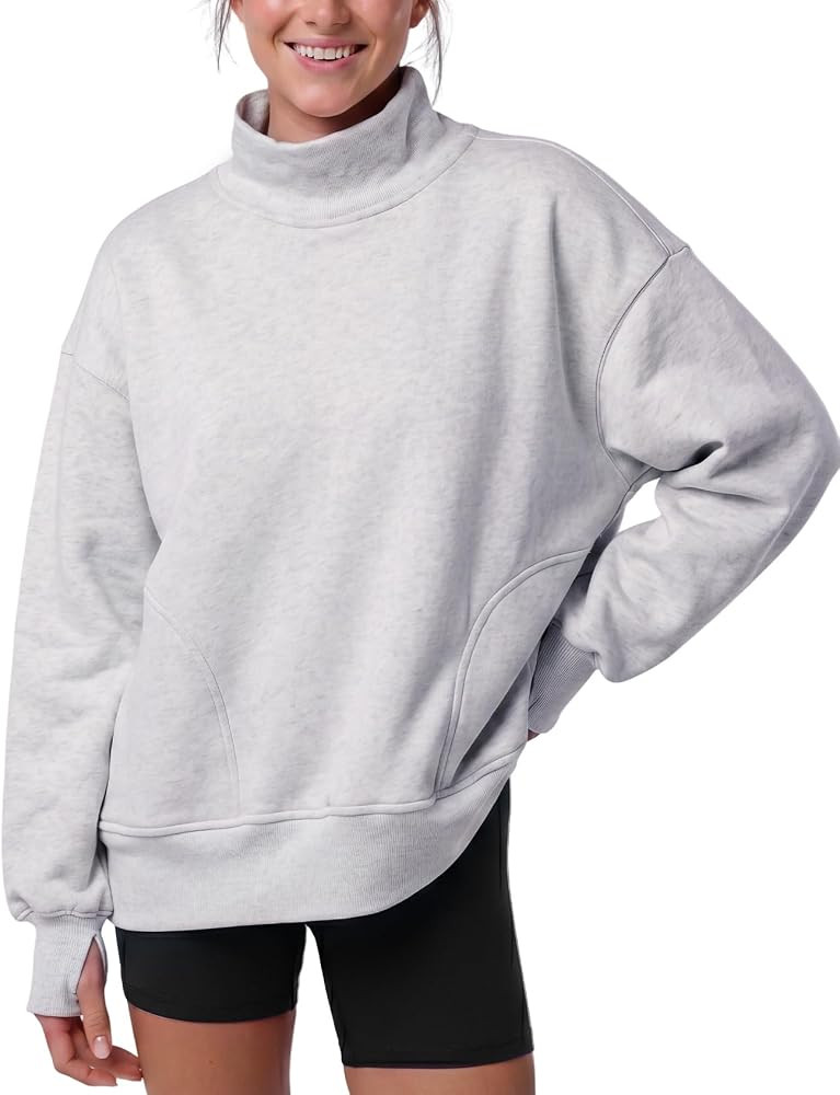 Wyeysyt Womens Mock Neck Sweatshirt Oversized Cloud Fleece Lined Pullover | Amazon (US)