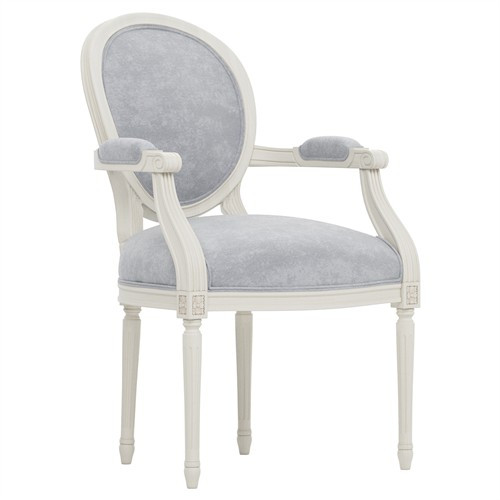 Anne Coastal Haze Velvet Arm Chair | Kathy Kuo Home