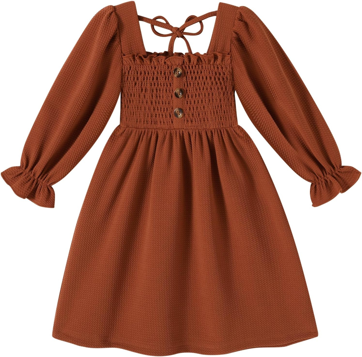 Happy Town Toddler Girl Dress Long Sleeve Play Wear Dress Baby Solid Color Casual Fall Winter Clothes | Amazon (US)