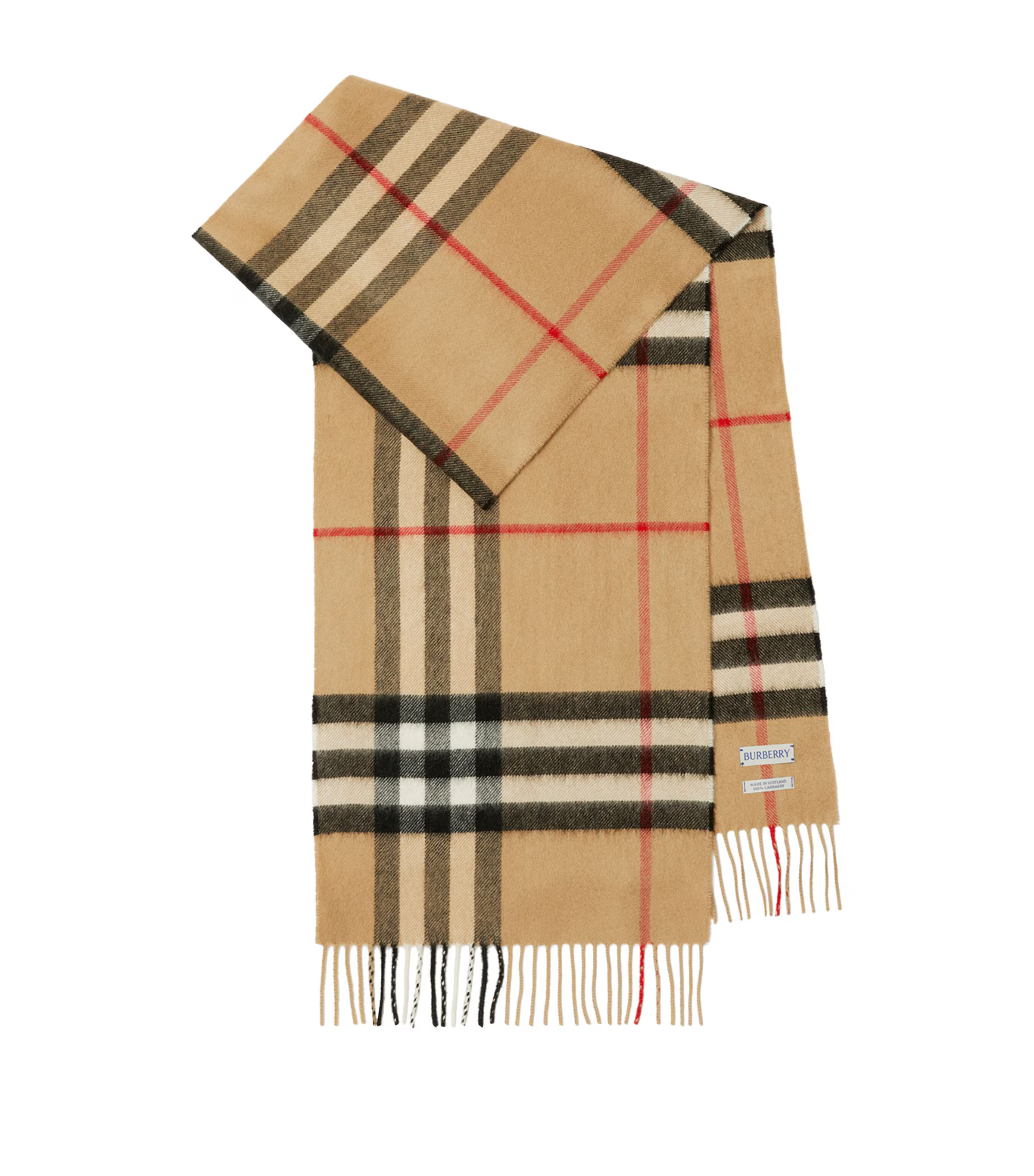 Beige Cashmere Check Scarf | Harrods