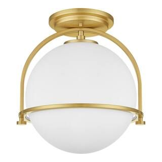 Home Decorators Collection Owens 11.25 in. 1-Light Gold Semi-Flush Mount Ceiling Light Fixture wi... | The Home Depot