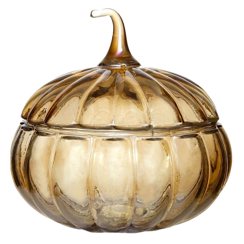 Amber Glass Pumpkin Candy Jar | At Home