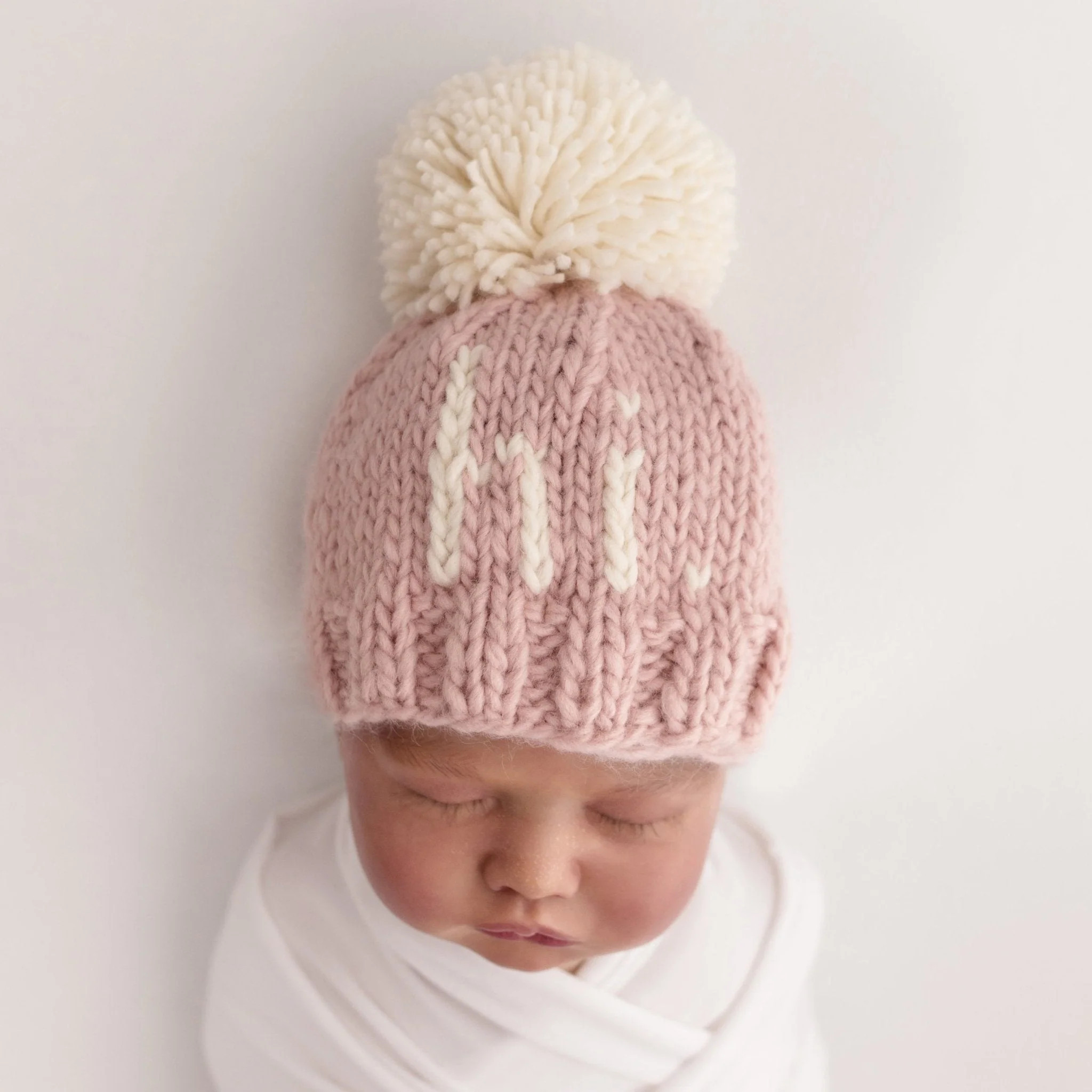 "Hi." Knit Beanie, Rosy | SpearmintLOVE