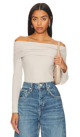 Linnea Brushed Rib Top in Stone | Revolve Clothing (Global)