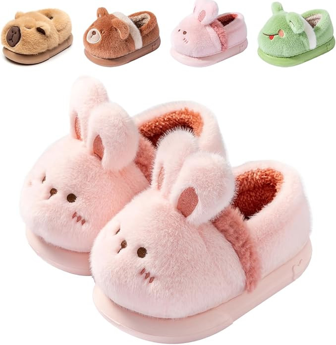 Drecage Toddler Kids Slippers Girls Boys House Shoes Warm Coral Fleece Full Covered Winter Slippe... | Amazon (US)
