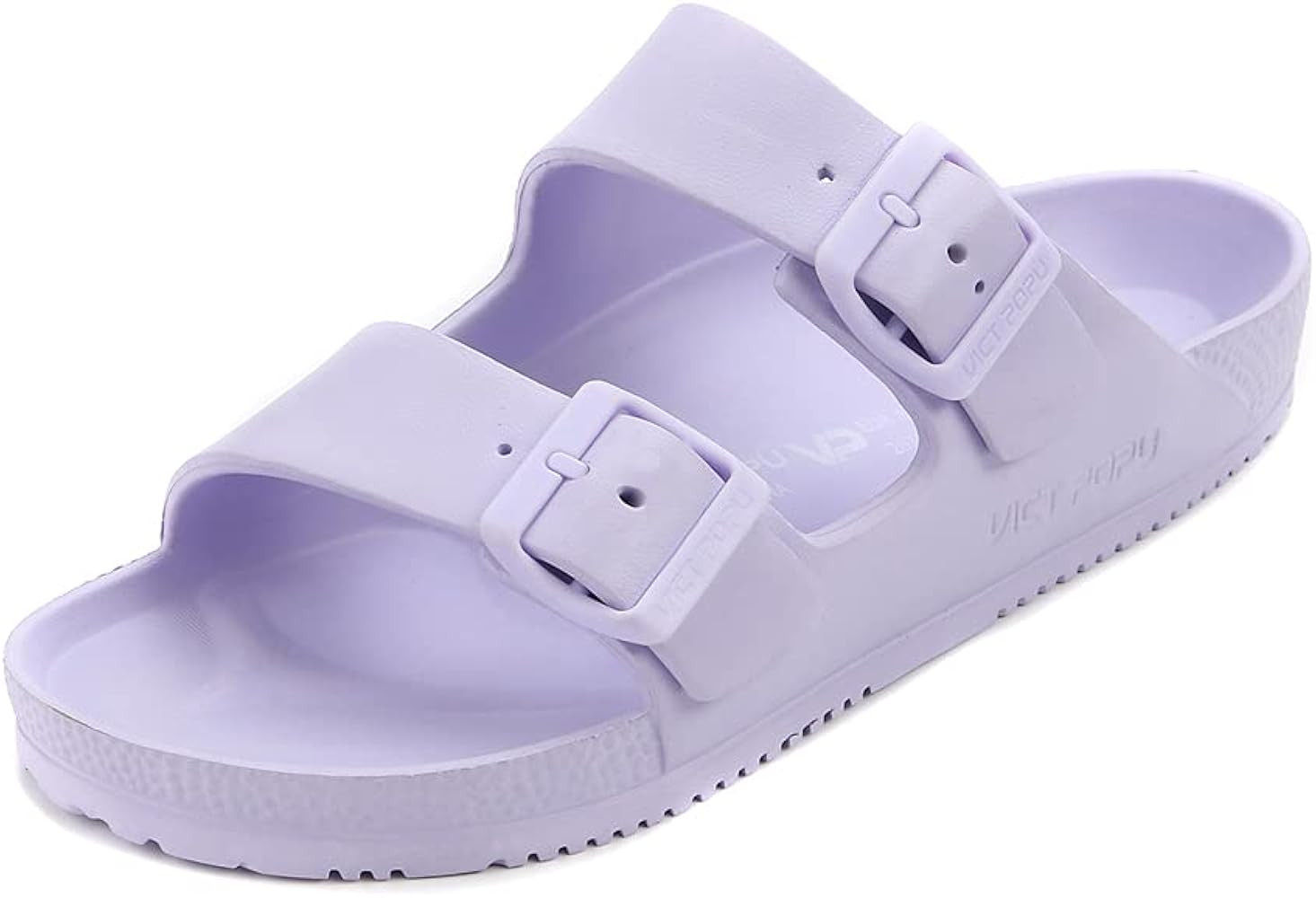VICT POPU Womens Sandals Adjustable Double Buckle Strap Waterproof EVA Flat Slides | Amazon (US)