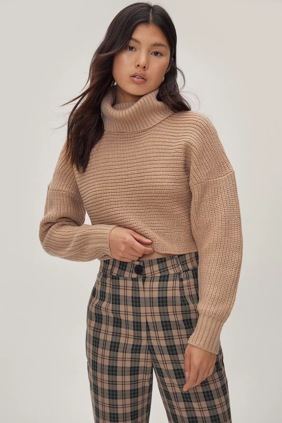 Roll Neck Cropped Fisherman Knit Jumper | Nasty Gal (US)