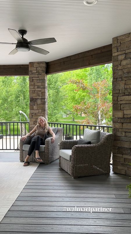 #walmartpartner Patio Upgrade! Swapped out our old chairs for this comfy set of outdoor armchairs from @walmart. The color is perfect, the dark cushions hide dirt, they come with covers and are under $400 for the set! 

#LTKSeasonal #LTKhome #LTKsalealert