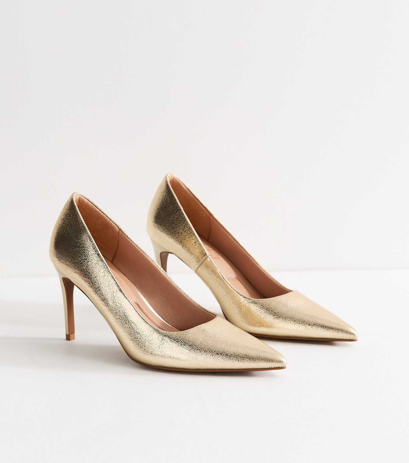 Gold Faux Leather Stiletto Court Shoes | New Look | New Look (UK)