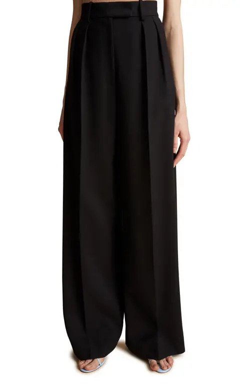 Khaite Teyana Stretch Crepe Wide Leg Pants in Black at Nordstrom, Size 2 | Nordstrom